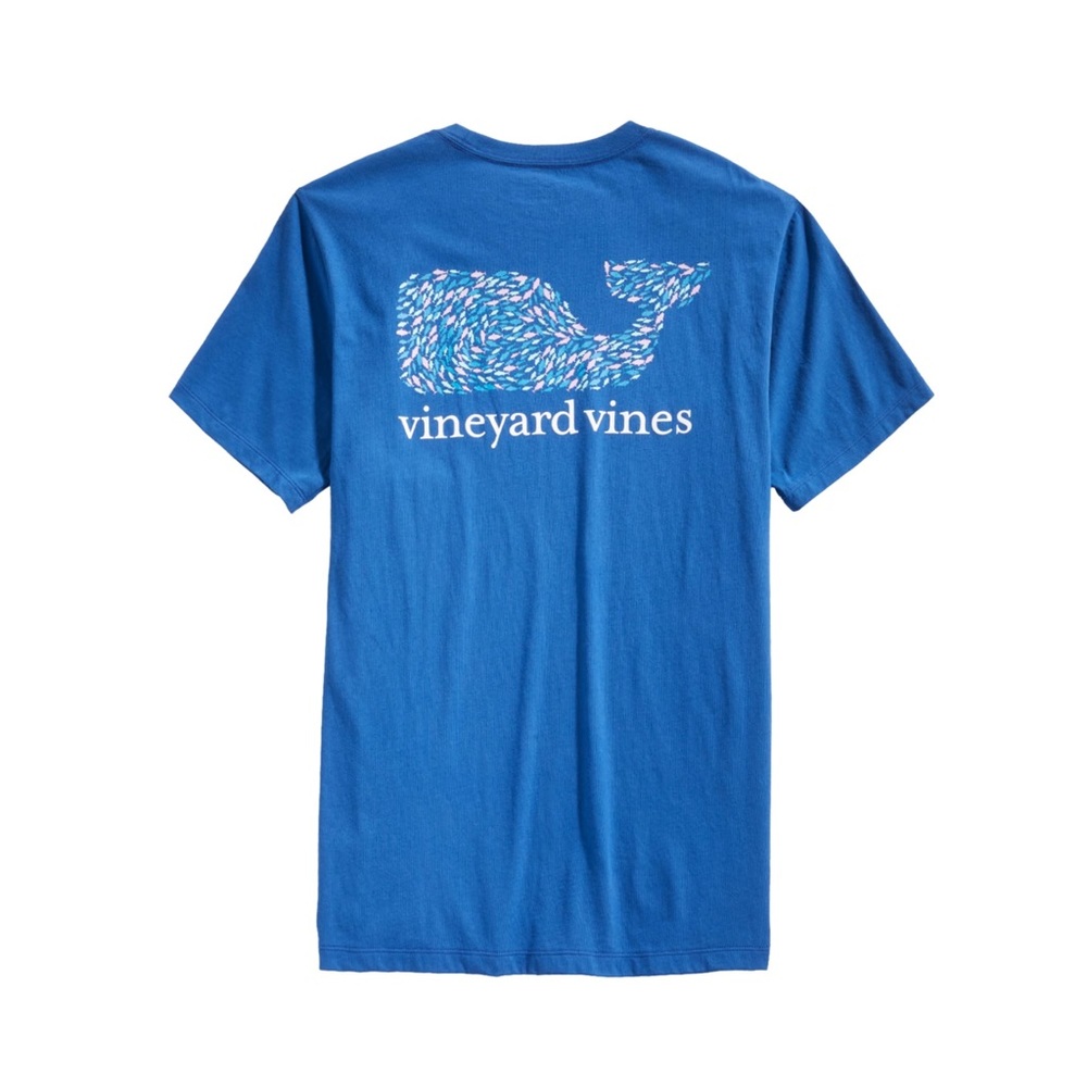 Vineyard Vines • Blue Bay Fish Swirl Whale Tee • Size M